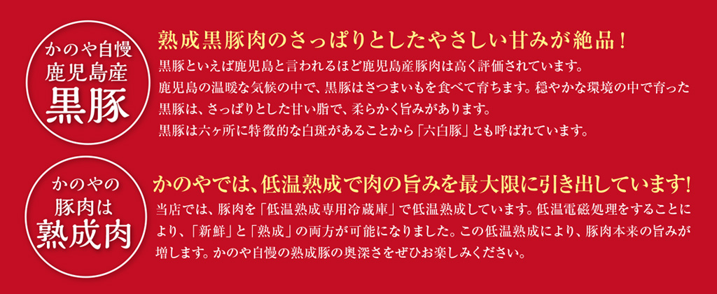 かのやこだわりの黒豚メニュー